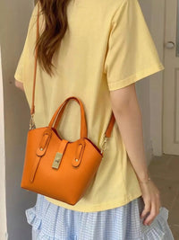 Bianca Small Italian Pebbled Leather Crossbody Tote Bag