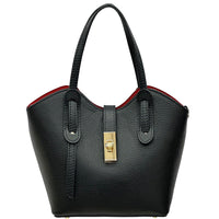 Bianca Small Italian Pebbled Leather Crossbody Tote Bag