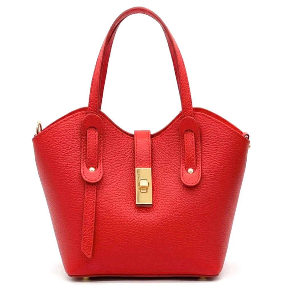 Bianca Small Italian Pebbled Leather Crossbody Tote Bag