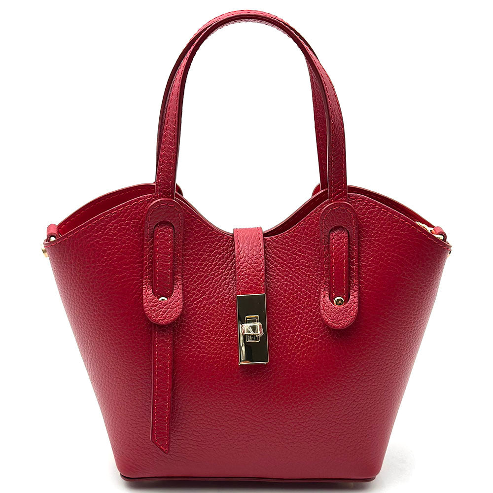 Bianca Small Italian Pebbled Leather Crossbody Tote Bag