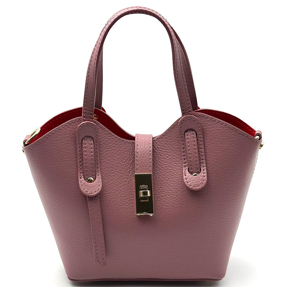 Bianca Small Italian Pebbled Leather Crossbody Tote Bag