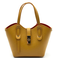 Bianca Small Italian Pebbled Leather Crossbody Tote Bag