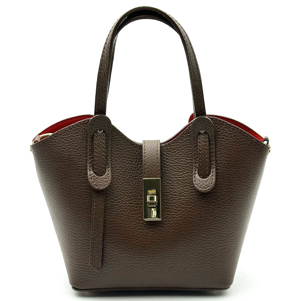 Bianca Small Italian Pebbled Leather Crossbody Tote Bag