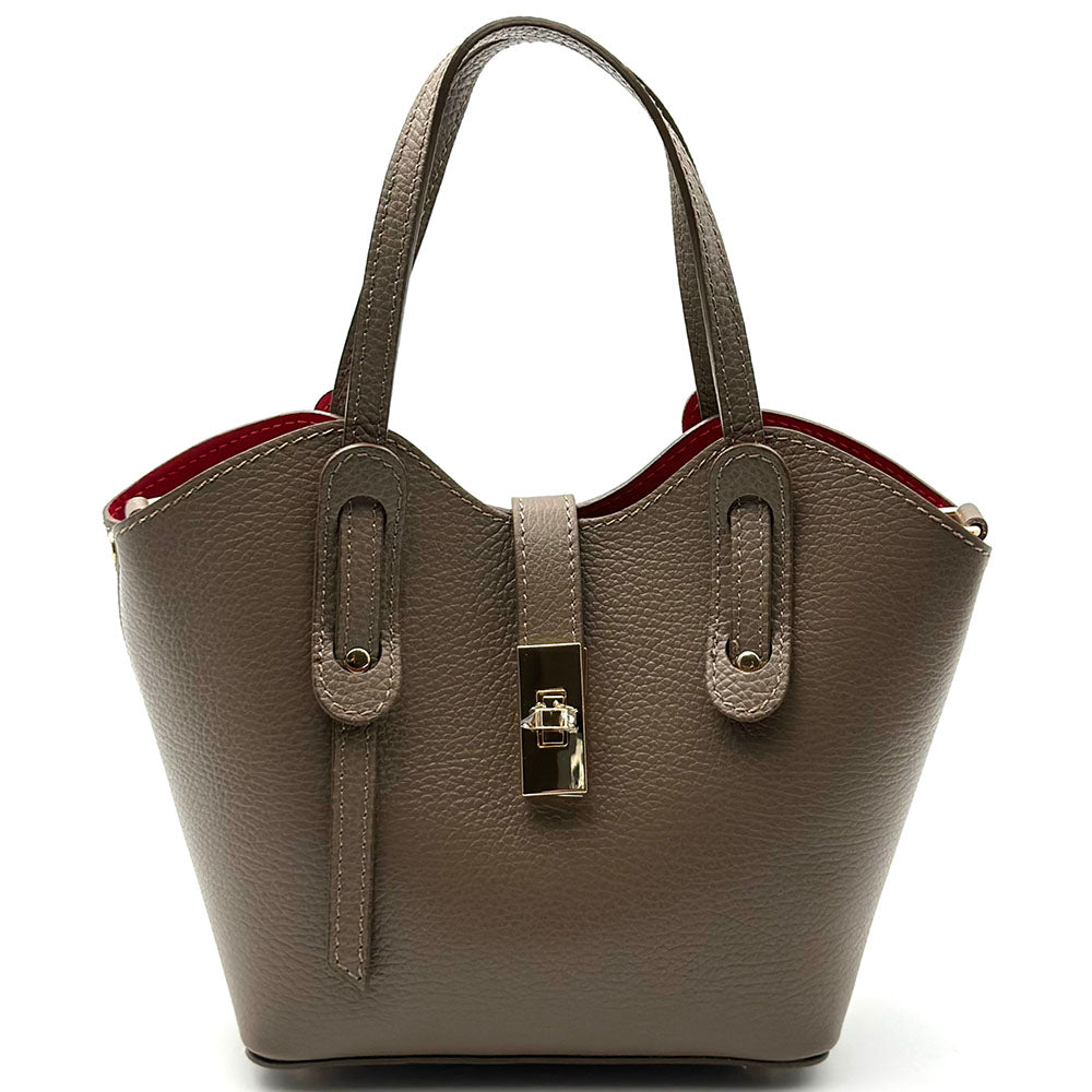 Bianca Small Italian Pebbled Leather Crossbody Tote Bag