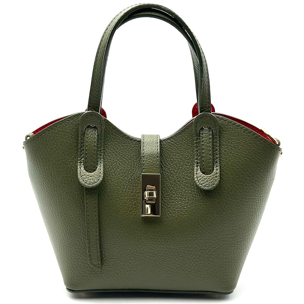Bianca Small Italian Pebbled Leather Crossbody Tote Bag