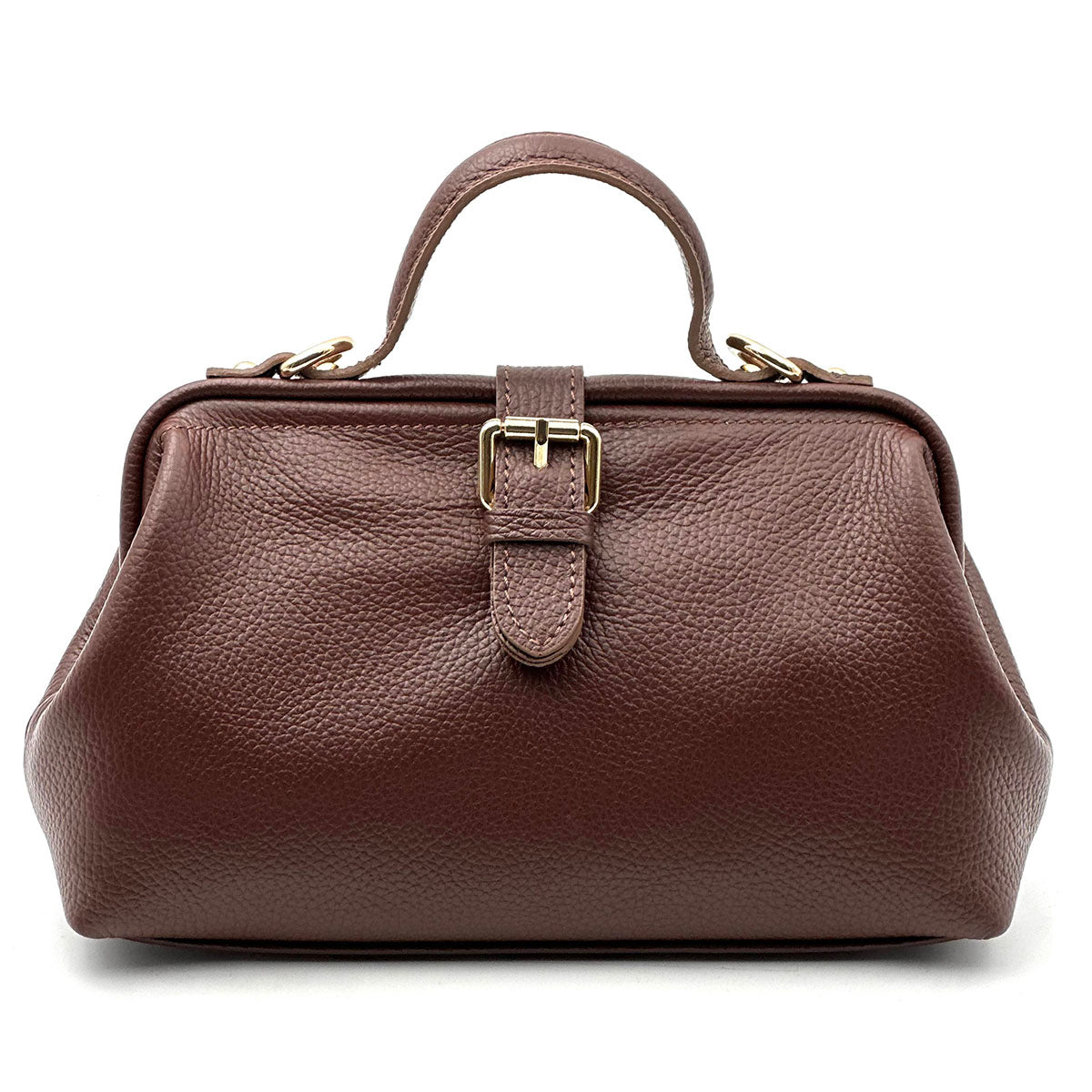 Valeria Italian Leather Doctor Frame Top Handle Bag