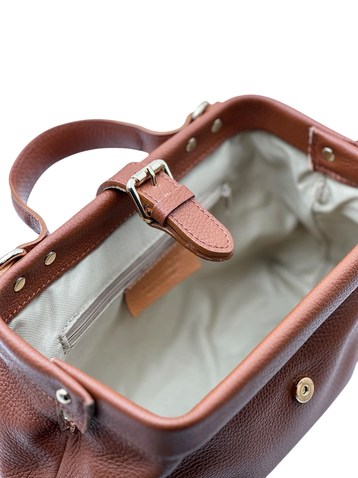 Valeria Italian Leather Doctor Frame Top Handle Bag