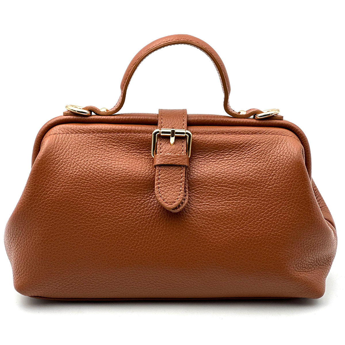 Valeria Italian Leather Doctor Frame Top Handle Bag