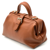 Valeria Italian Leather Doctor Frame Top Handle Bag