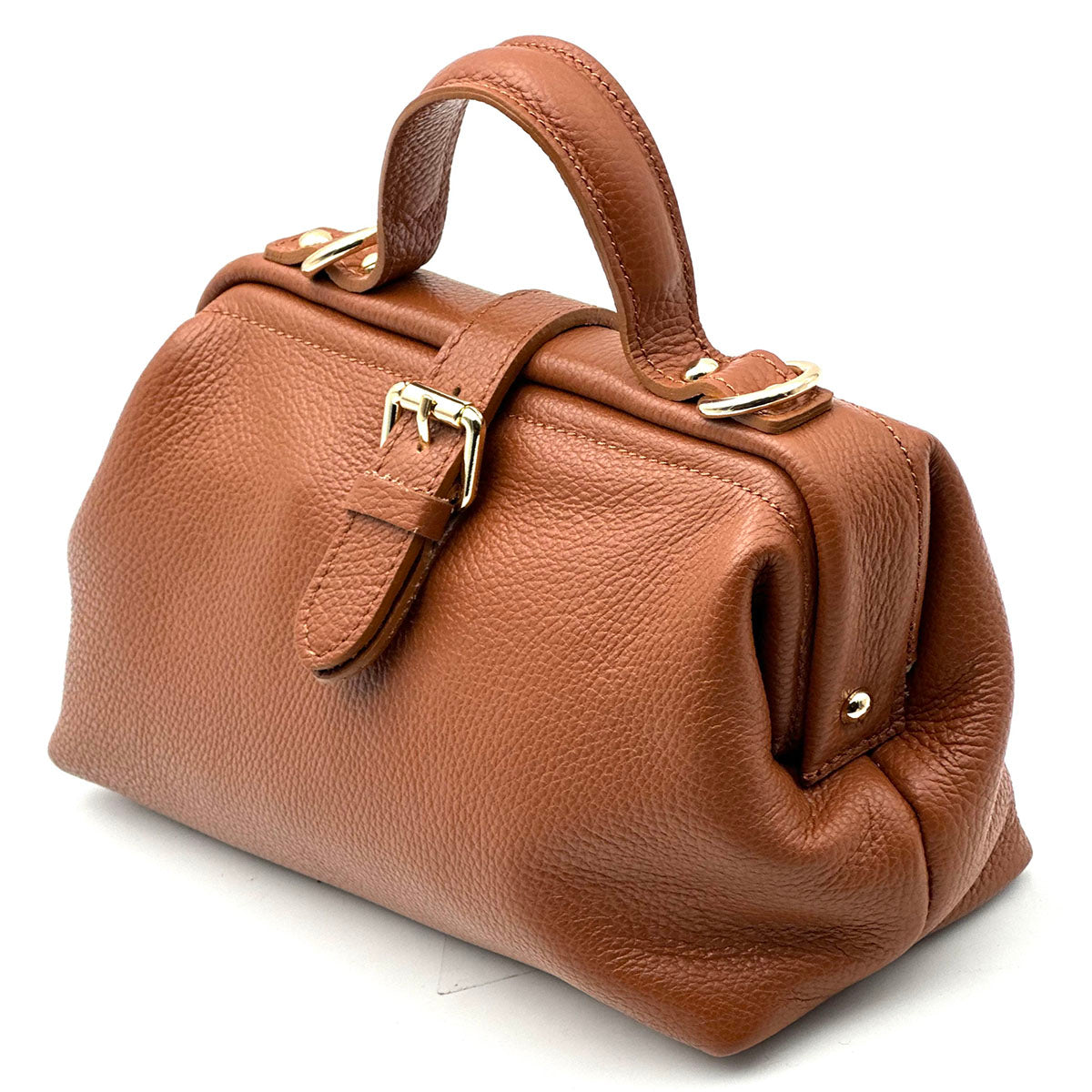 Valeria Italian Leather Doctor Frame Top Handle Bag