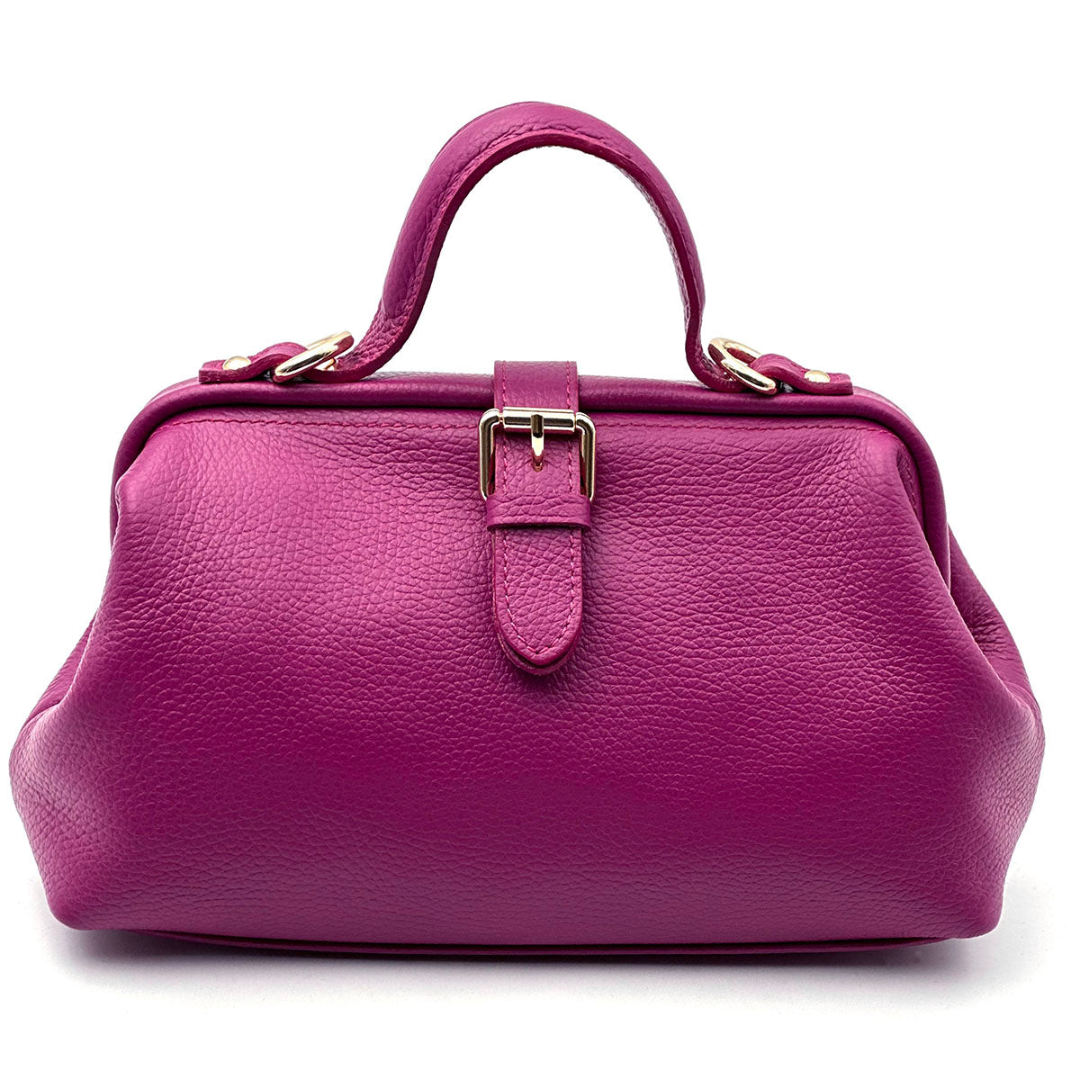 Valeria Italian Leather Doctor Frame Top Handle Bag
