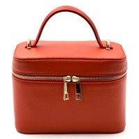 Marzia Structured Italian Leather Vanity & Crossbody Bag