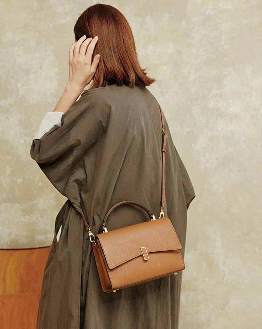 Flaminia Structured Italian Cow Leather Handbag