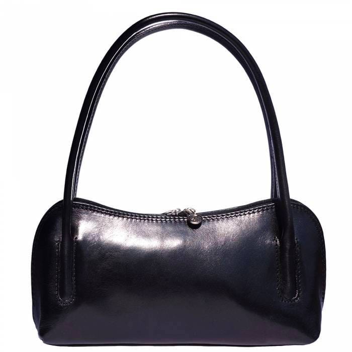 Black Italian Leather Purse - Front View