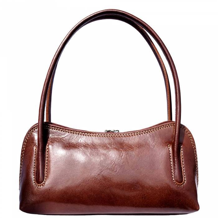 Front view of Chocolate Brown leather bag