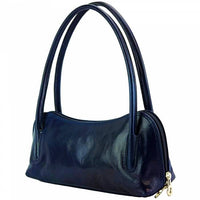Gianna dark blue leather handbag detail of handles
