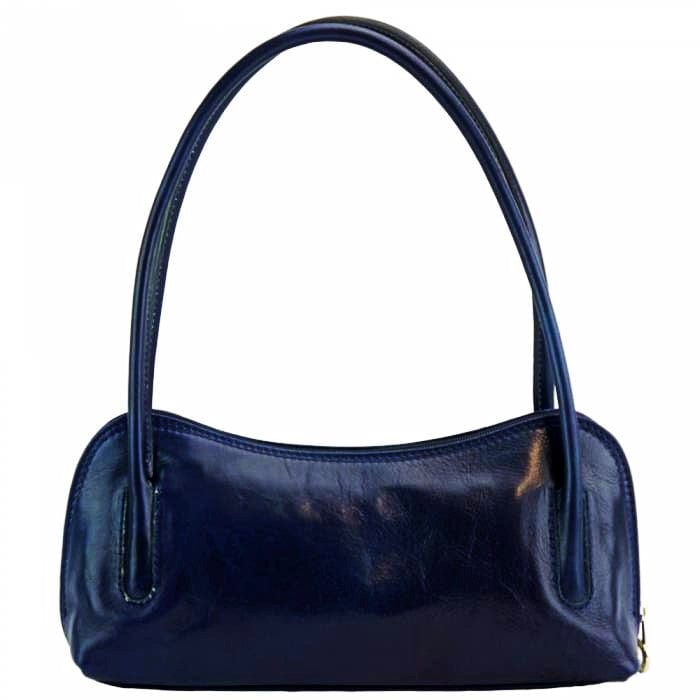 Gianna dark blue leather handbag front view