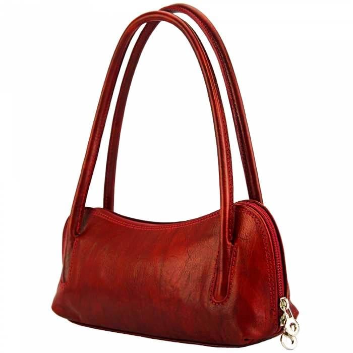 Gianna dark red leather handbag angled view
