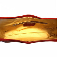 Gianna dark red leather handbag detail of zipper closure
