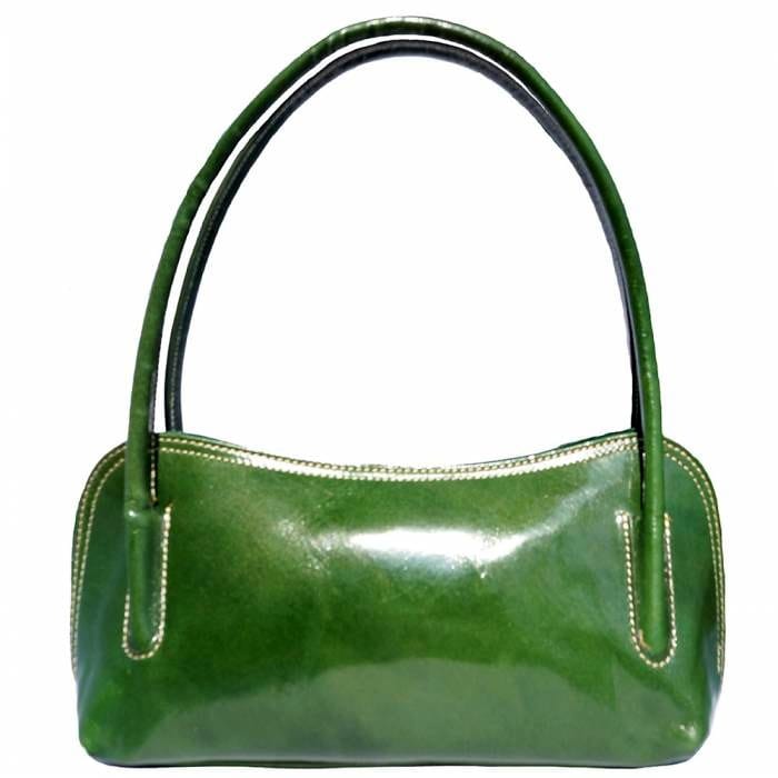 Gianna green leather handbag front view
