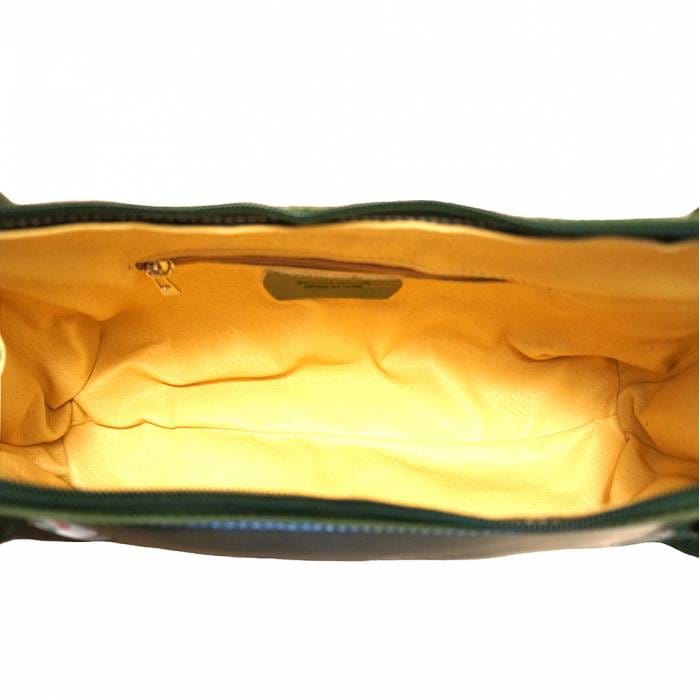 Gianna green leather handbag interior pocket with zipper