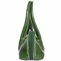 Gianna green leather handbag side view