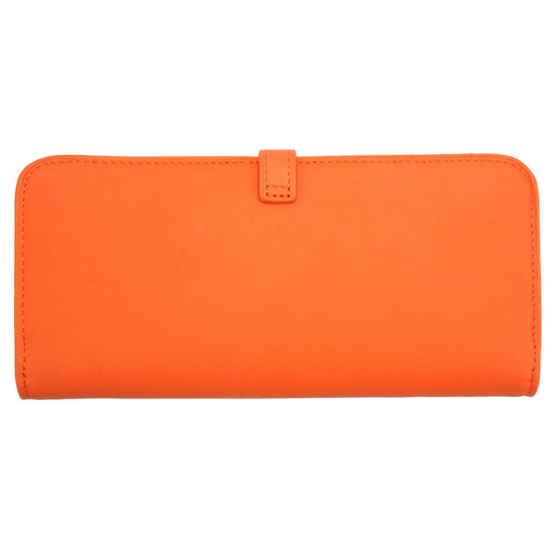 Camilla Italian Leather Coin Purse in Orange - Front View