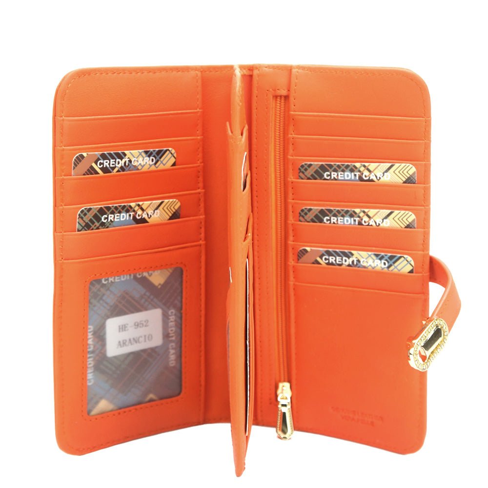 Camilla Italian Leather Coin Purse in Orange - Interior View