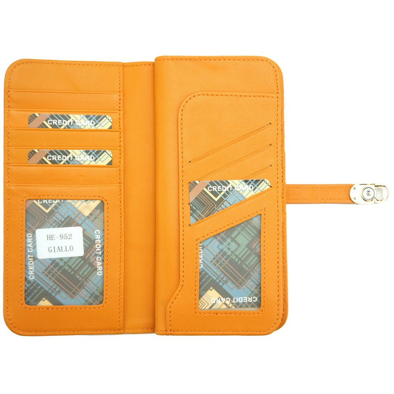 Camilla Italian Leather Coin Purse in Yellow - Interior View