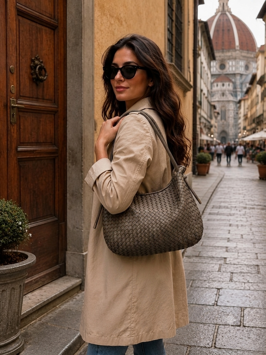 Monica Woven Italian Leather Hobo Bag