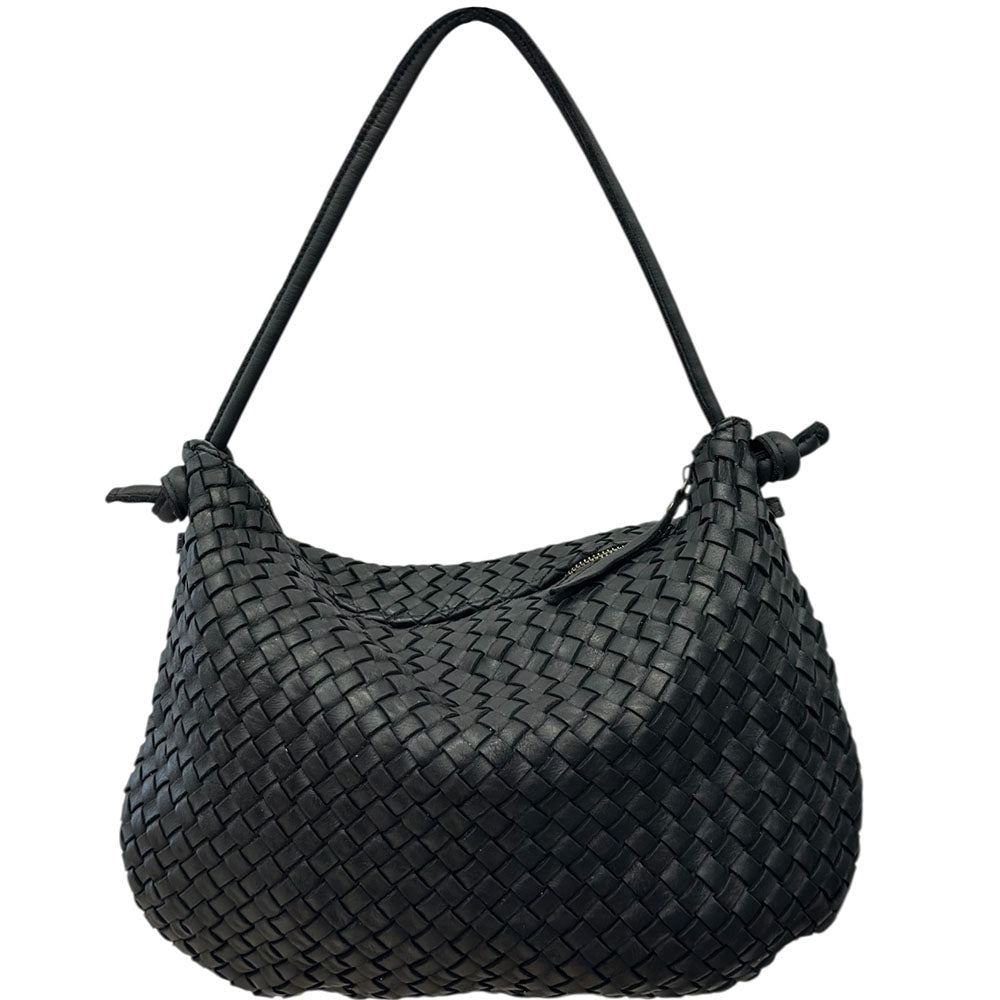 Monica Woven Italian Leather Hobo Bag
