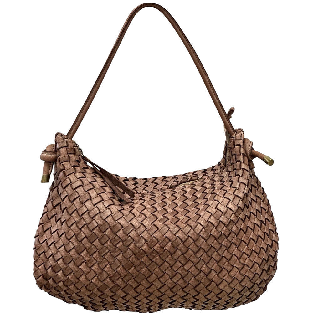 Monica Woven Italian Leather Hobo Bag
