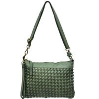 Norevia Woven Washed Cow Leather Crossbody Bag