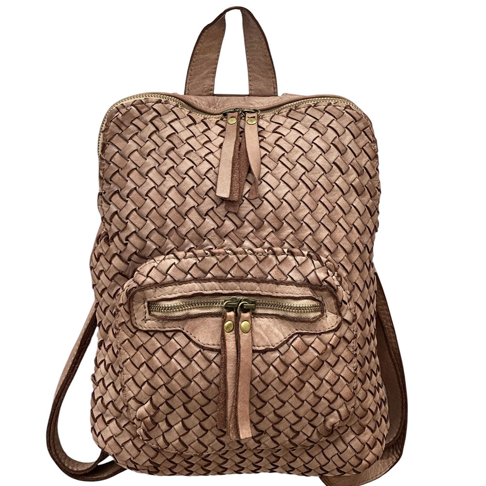 Norvella Woven Washed Calf Leather Backpack