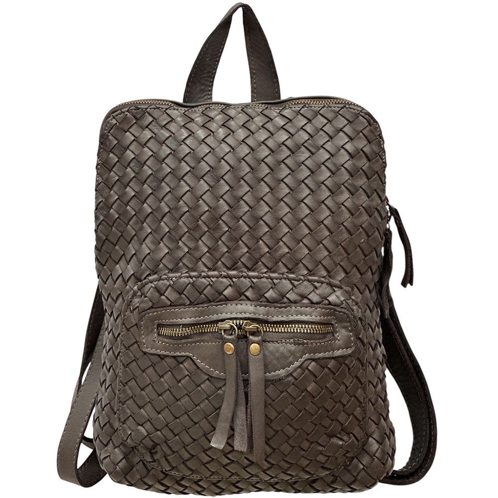 Norvella Woven Washed Calf Leather Backpack