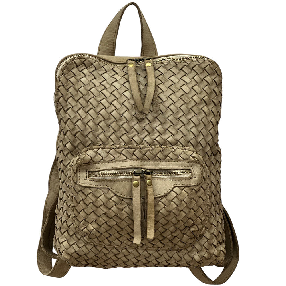 Norvella Woven Washed Calf Leather Backpack