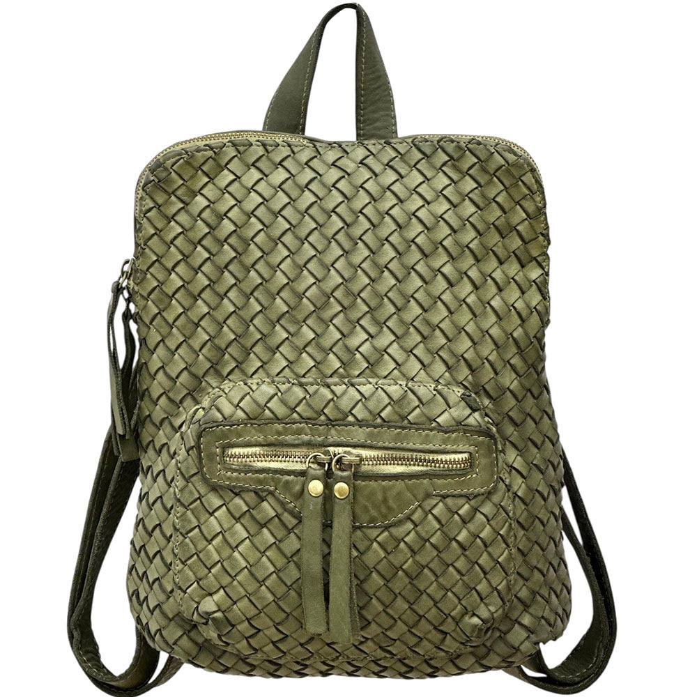 Norvella Woven Washed Calf Leather Backpack