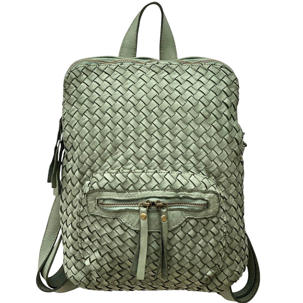 Norvella Woven Washed Calf Leather Backpack