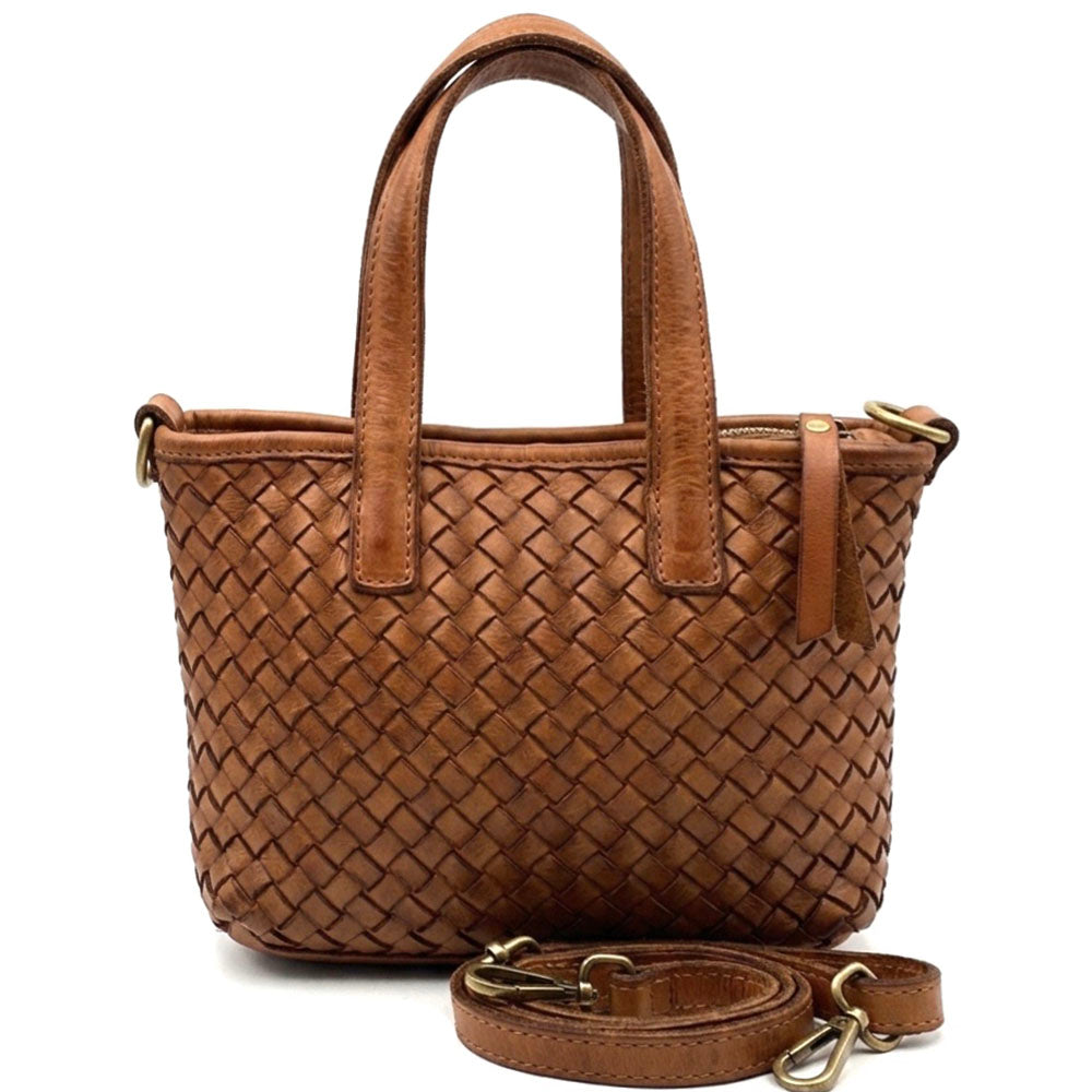 Tessia Woven Italian Leather Crossbody Tote
