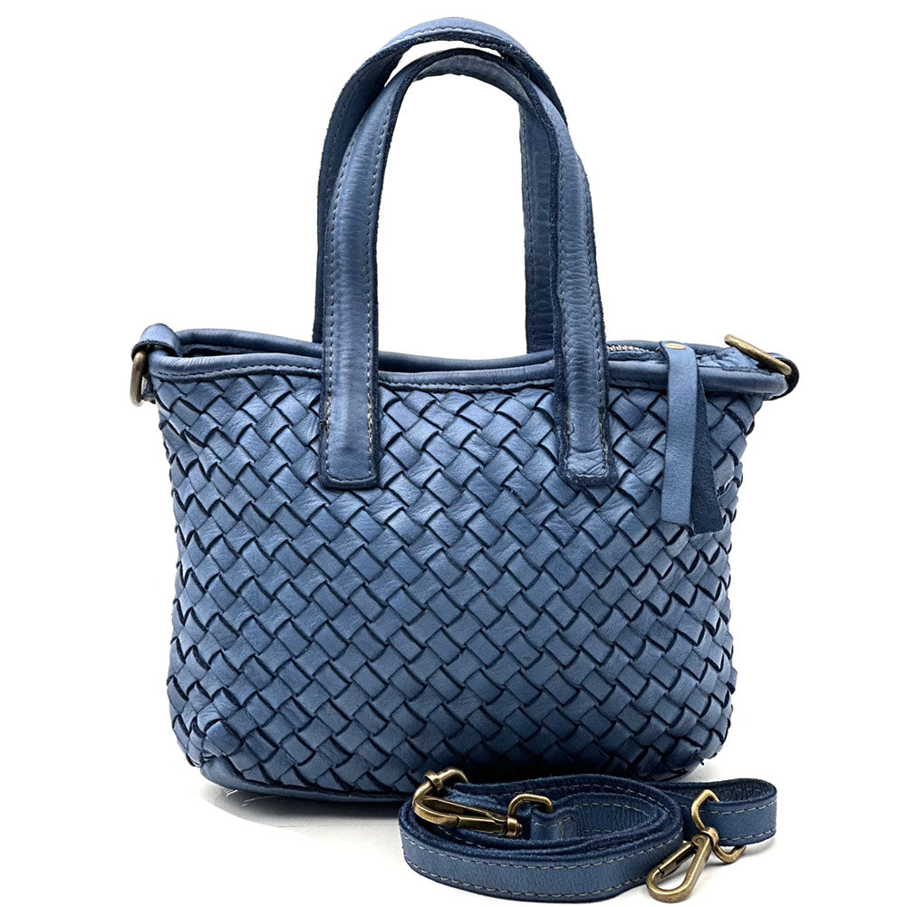 Tessia Woven Italian Leather Crossbody Tote