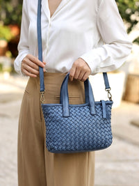 Tessia Woven Italian Leather Crossbody Tote