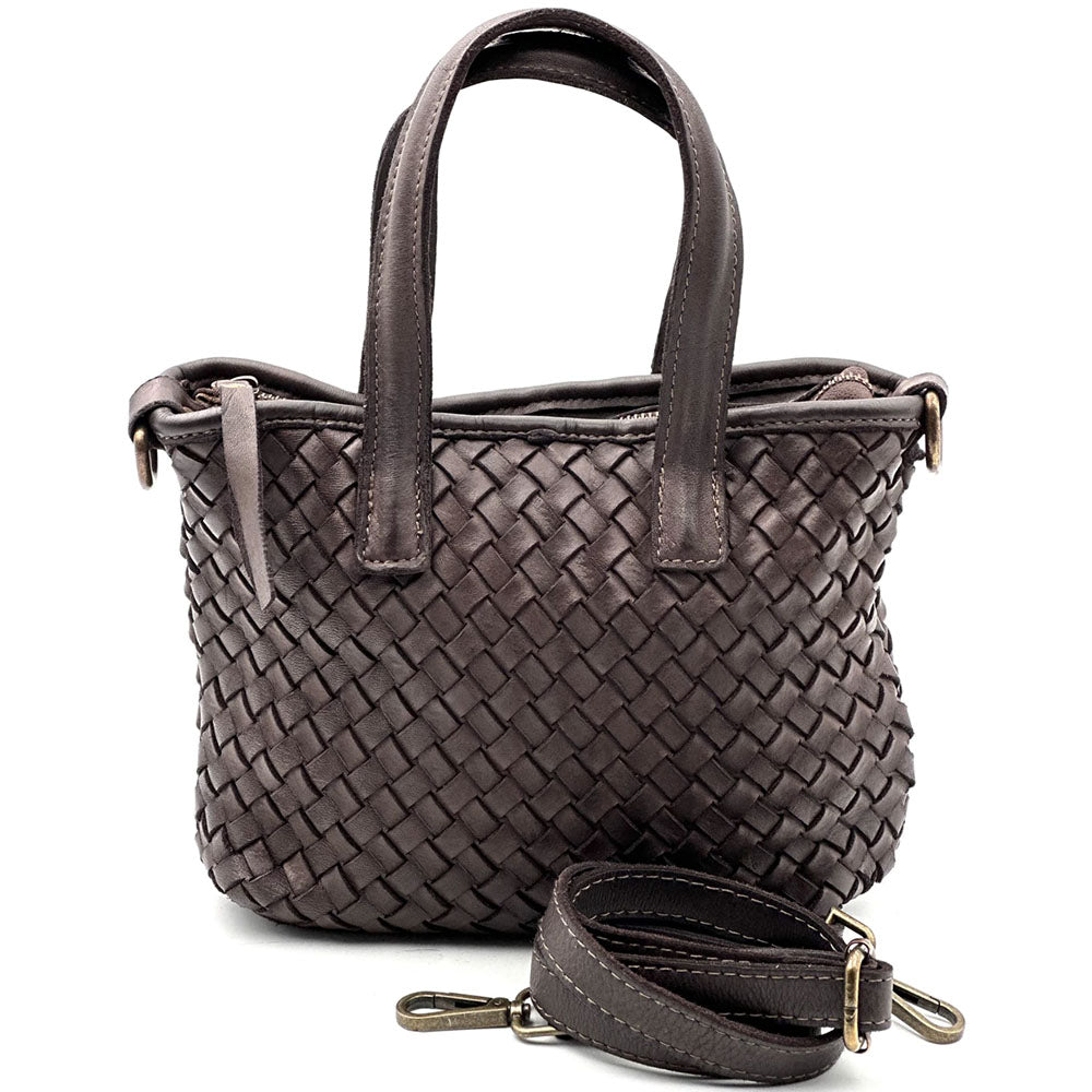 Tessia Woven Italian Leather Crossbody Tote