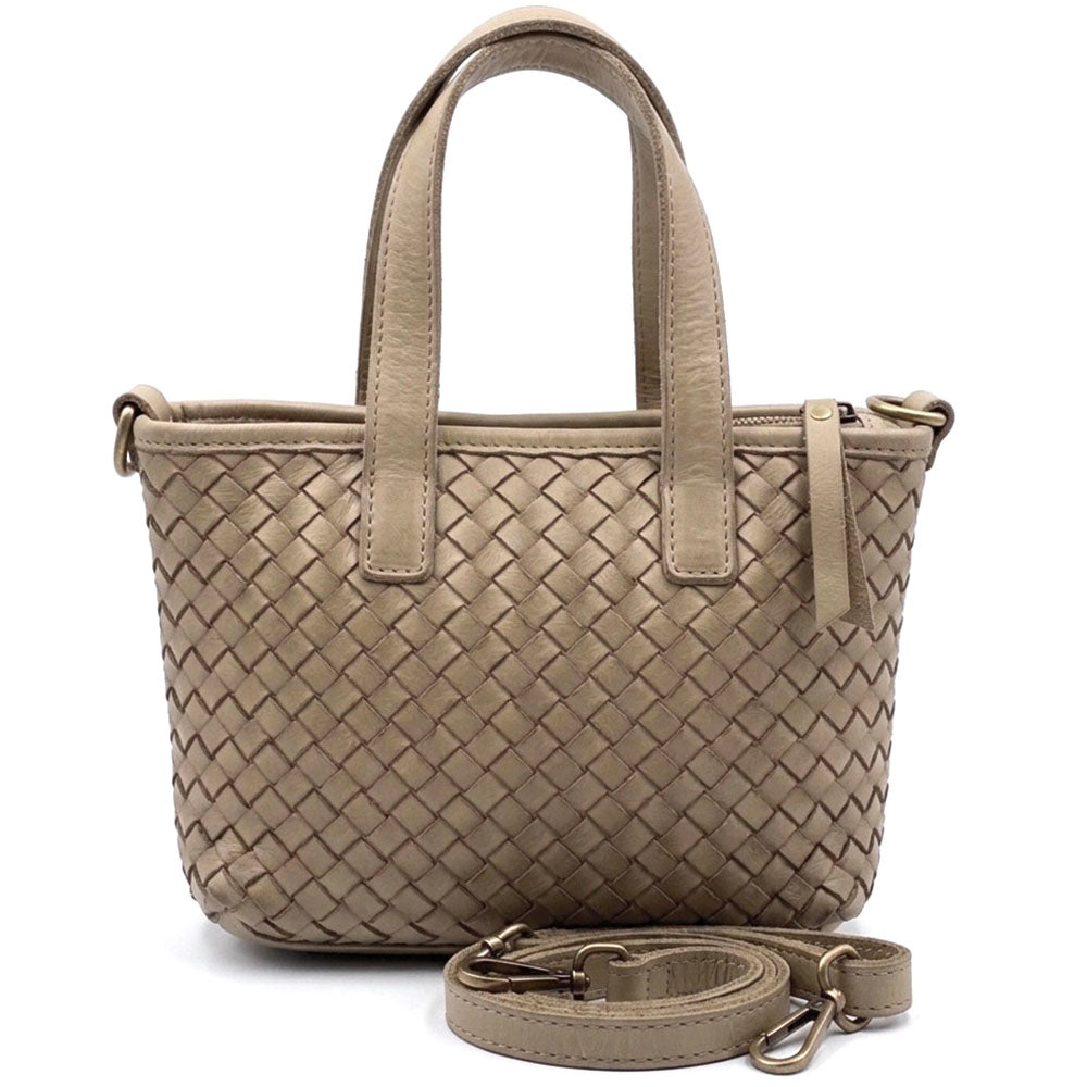 Tessia Woven Italian Leather Crossbody Tote