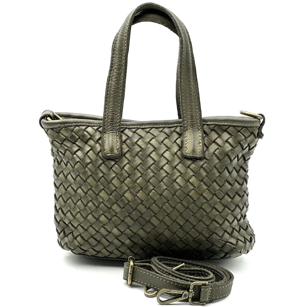 Tessia Woven Italian Leather Crossbody Tote