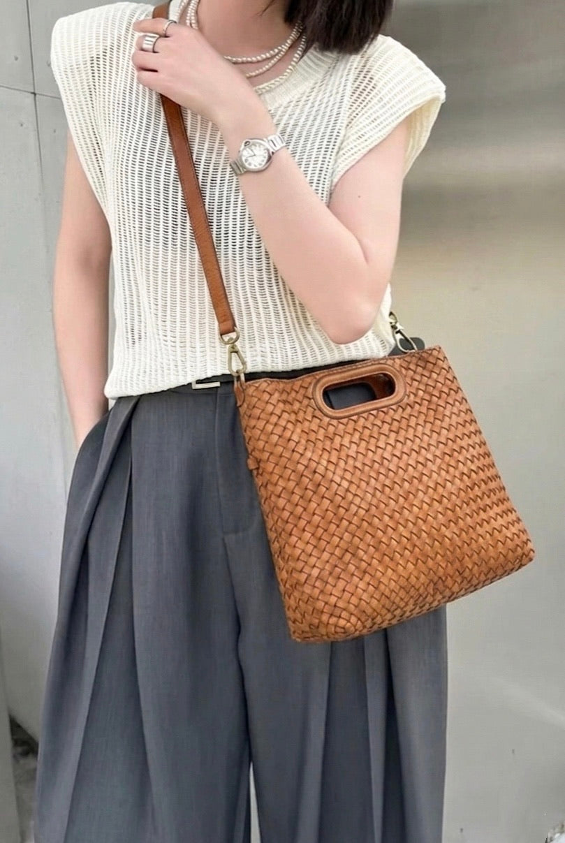 Calista Convertible Woven Italian Leather Bag