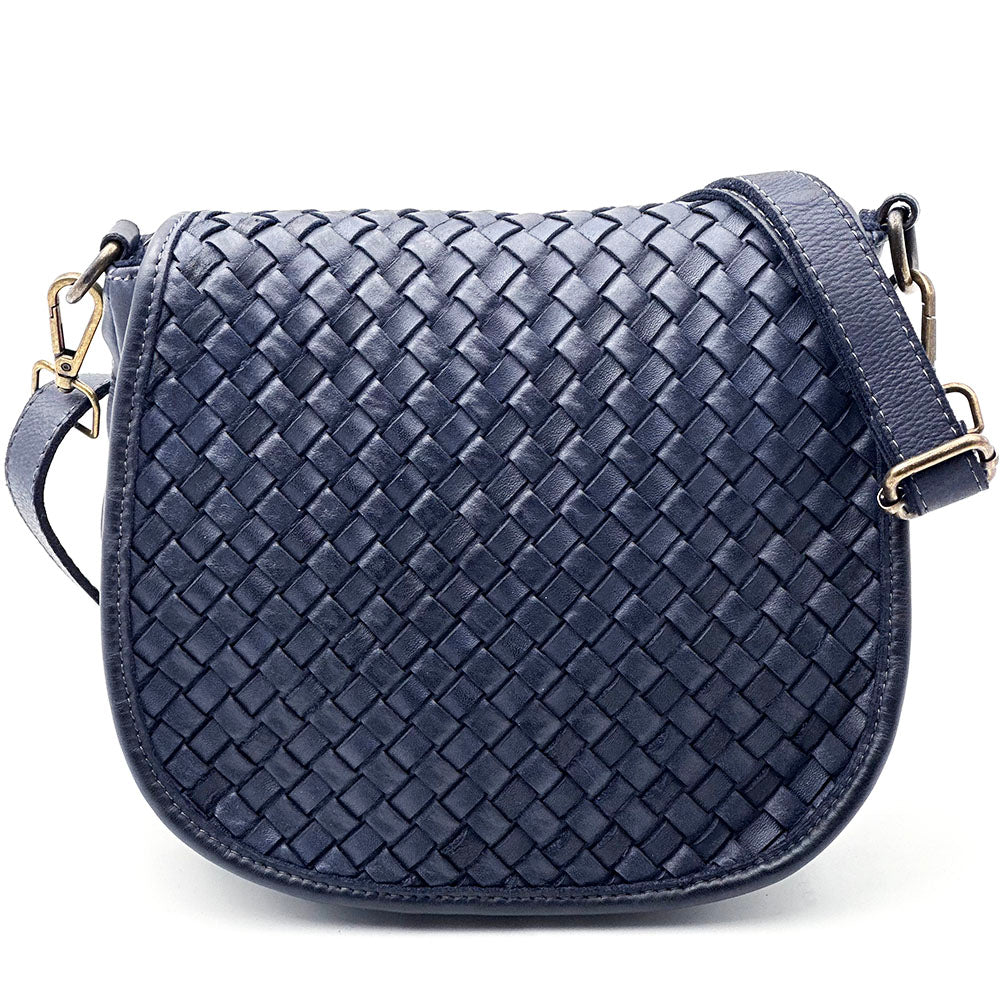 Velisia Woven Cow Leather Saddle Bag