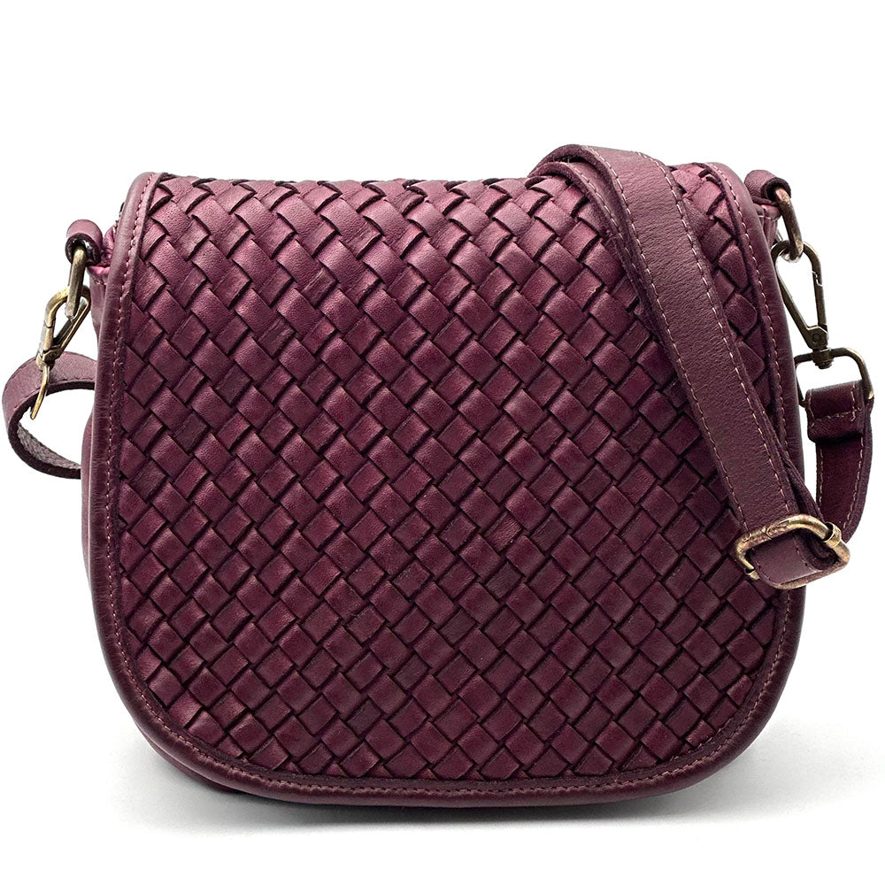 Velisia Woven Cow Leather Saddle Bag