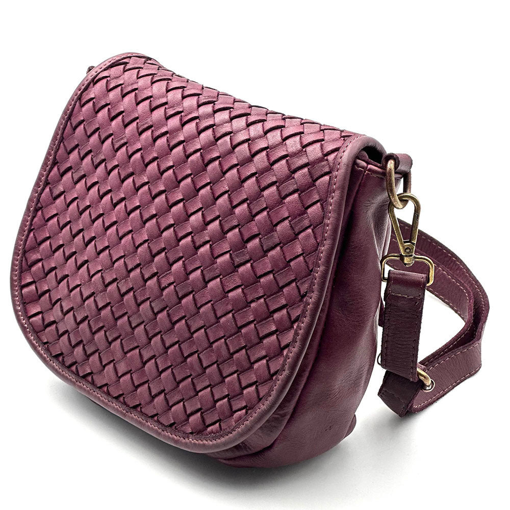Velisia Woven Cow Leather Saddle Bag