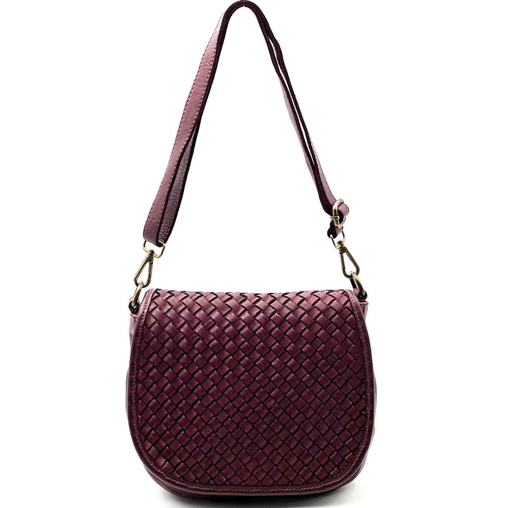 Velisia Woven Cow Leather Saddle Bag