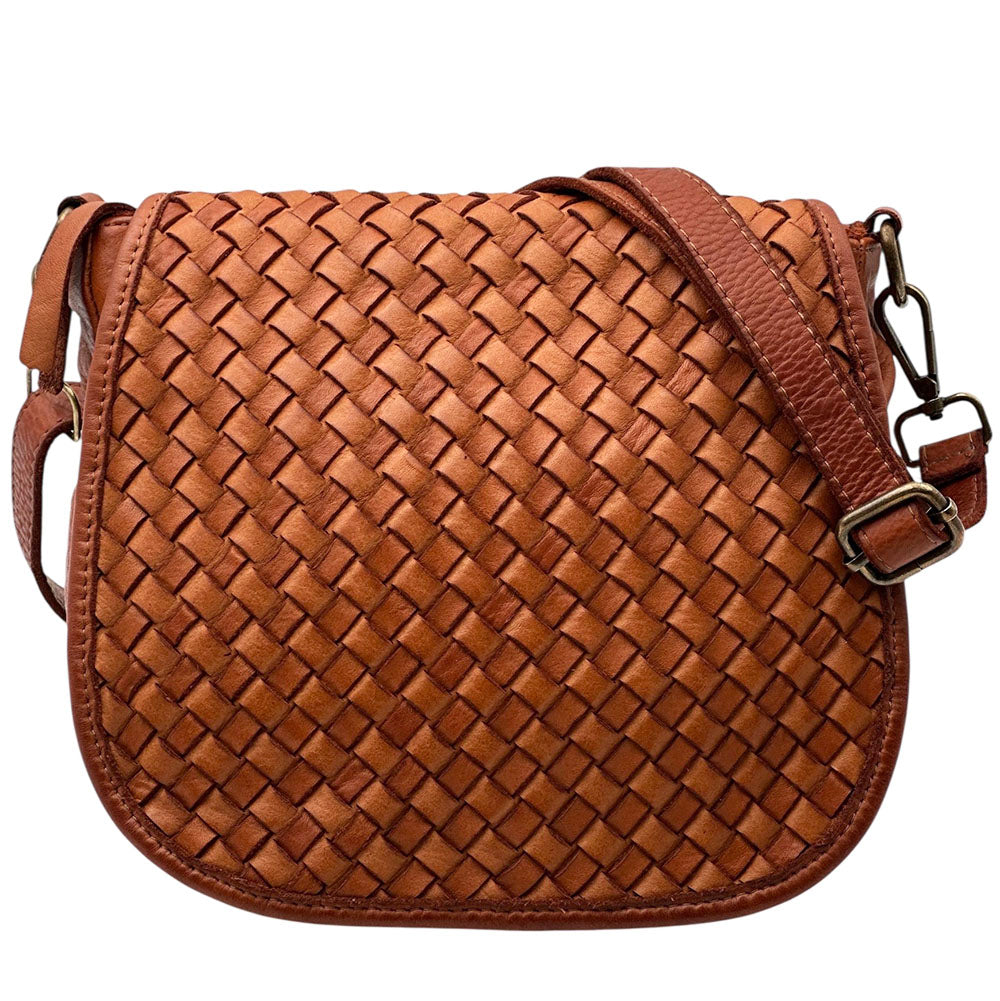 Velisia Woven Cow Leather Saddle Bag